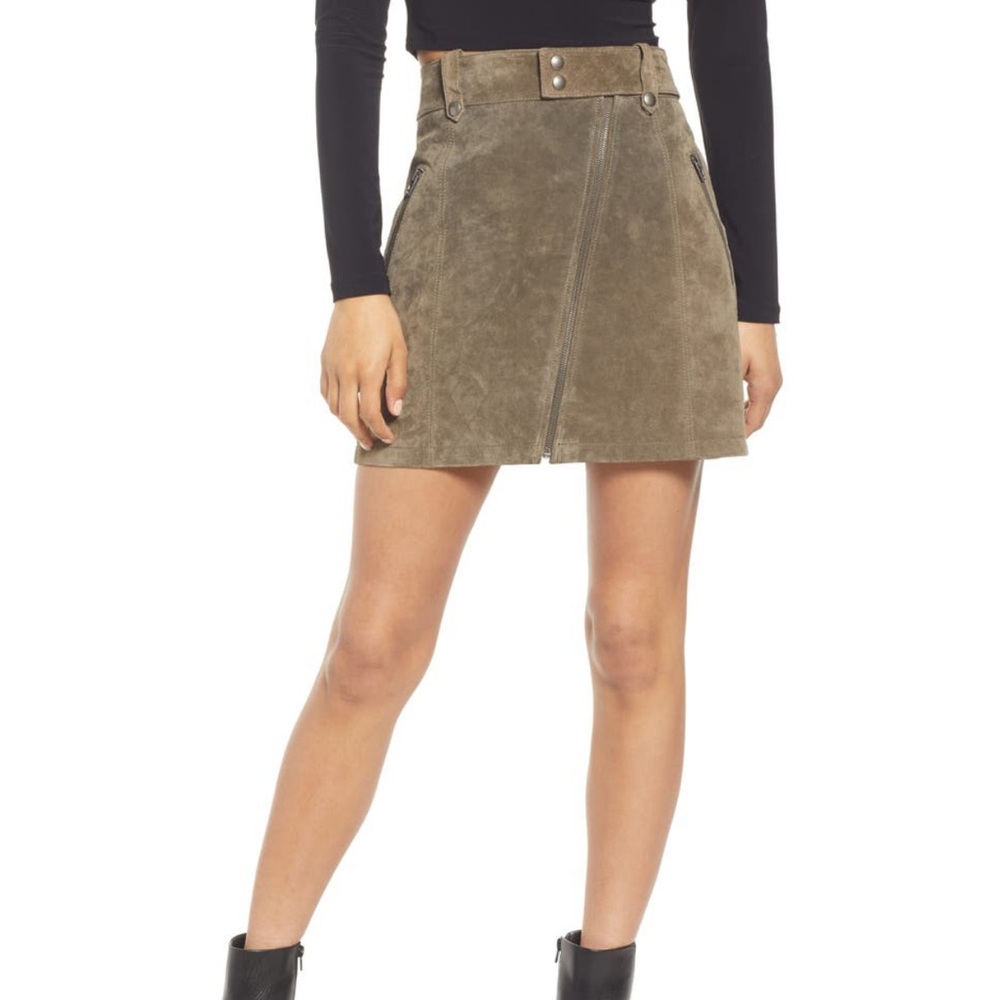 BLANKNYC Zip Suede Miniskirt, Run For It, Size 26